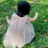 Robes de fille Summer Girl Kawaii Angel Wing Fairy Puffy Dress Toddler Kid Mesh Sling Princess Dress for Girls Birthday Party Dresses MTK02 230801