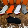 Latest 100% cotton men socks high quality cotton all match classic ankle letter breathable black , white & orange football and basketball sports sock 5 / box