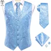 Gilets pour hommes gilet de mariage en soie ensemble de cravate sans manches gilet occidental veste cravate Hanky boutons de manchette bleu ciel corail beige argent bordeaux 230731