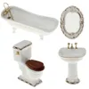 Tools Workshop 4 Utsökt utförande och vackra design Keramiska badrumsuppsättning /12 Miniature DollhouseInclude Bathtub Toalett Sink Mirror 230731