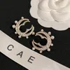 Örhängen designer Moon Diamond Earrings Luxury Brand Logo Pearl Earring mode Nytt engagemang Kärleksmycken Högkvalitativ charmiga kvinnor gåva öronhängen