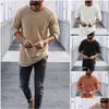 Herrenpullover 6 Farben Herren Strickpullover Einfarbig Oansatz Casual Winter Männlich Lange Ärmel Wollhemd Atutumn Plover Drop Deliv Dh4Wd