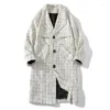 Hommes Trench Coats 22 Automne Et Hiver Long Tissu De Laine Mode Léger Ripe Style Casual Hommes Dans Le