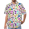 Camisas informales para hombre, blusas de Donut de chocolate, camisa de playa de gran tamaño con estampado hawaiano de manga corta y hojas de otoño para hombre
