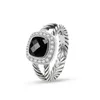 Bandringar Twisted Wire Prismatic Black Womens Fashion Sier Plated Micro Diamonds Trendiga mångsidiga stilar släpp leverans smycken ring dhxng