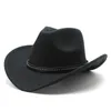 Szerokie brzegowe czapki wiadra zima kobiety czarna wełna fedora hat chapeu western cowboy dżentelmen jazz sombrero hombre cap elegancka lady cowgirl 230801