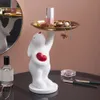 Oggetti decorativi Figurine Creative White Bear Statue Vassoio portaoggetti Nordic Home Decor Soggiorno Decorazione della tavola Snack Artigianato 230731