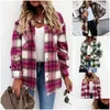 Women'S Blouses Shirts Women Tops Check Fleece Casual Fashion Loose Shacket Top Shirt Tunic Oversize Baggy Youth Lady Autumn Winter Dhh2U