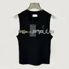 Schwarzes gestricktes Tanktop für Damen, T-Shirt mit Pin, sexy, dünnes, ärmelloses Damen-Tanktop, Sommer, cooles Urlaubs- und Alltagsshirt