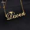 Anhänger Halsketten Personalisierte Cursive Crown Namenskette Angepasstes Namensschild Für Geburtstagsgeschenk Gold Edelstahl Schmuck Frauen 230731