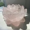 Pink Crystal Love Stone Lotus Healing Energy Gift Natural Semi Precious Gemstone Rose Quartz Carved Flower Staty Prov Yoga Heart Chakra Reiki Meditation Decor