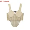 Women's Tanks Camis Sexy Hollow Out Crochet Corset Beige Backless Knit Tank Tops Sleeveless Summer Vest Streetwear Bloggers Outfit Pink Quality 230731