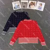 Designer Letter Women Cardigan Fashion Striped Sweater with Pocket Lady Crew Neck Sweaters Knitted Tops for Female