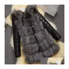 Women'S Fur Faux Womens 2021 Mode Vrouwen Winter Medium Lange Kunstmatige Vesten Warme Jassen Sliver Vest Drop Delivery Kleding Kleding Dhmet