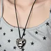 Colliers Pendentifs Coeur Choker Collier Corde Noire Ajustable Avec Grand