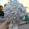 Silver Wedding Bridal Bouquets Simulation Flower Wedding Supplies Artificial Flower Crystal Sweet 15 Quinceanera Bouquets W228-T2504