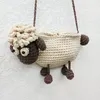 wholesale ladies shoulder bag 2 styles hand-woven doll knitted mobile phone coin purse popular color matching backpack childlike cute crocheted handbag 7801 #