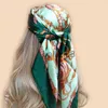 Sjaals 2023 Vrouwen Mode 90*90Cm Vierkante Zijden Sjaal Foulard Satijnen Sjaal Big Size Haar Hoofd Bandana hijab Hand Hoofddoek Bandana Uitlaat J230801