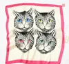 Sjaals 70 cm * 70 cm Zijden Vierkante Sjaal Vrouwen Cartoon kat Tas Print Foulard Grote Hijab Bandana Dame halsdoek Hoge Kwaliteit Zijden Sjaal FJ095 J230801