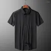 Camisas informales para hombre, ropa de marca, camisa ajustada, camisetas de negocios de manga corta de verano para hombre, M-4XL transpirable de seda helada de gama alta para hombre