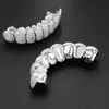 Anpassa Hip Hop Iced Out Teeth Grillz 14/18K Gold Platinum Plated Grillz Fangs Rapper Mouth Jewelry Gift