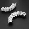 Настройка хип -хоп замороженные зубы Grillz 14/18k золотой платиновый платиновый грилл клык