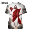 Camisetas masculinas 2023 Jesus Love Every Christian Impressão 3D Camiseta Moda de verão