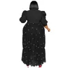 Vestidos plus size feminino vestido casual moda pérolas decote para baixo manga curta camisa feminina com miçangas 3xl 4xl 5xl 6xl