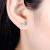Boucles d'oreilles à tige Huitan rond zircon cubique cristal femmes/hommes vêtements quotidiens accessoires Simple polyvalent unisexe bijoux cadeau