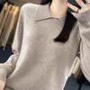 Kadın Sweaters Pure Yün Sweater Polo Boyun Kazak 2023 Sonbahar ve Kış Kaşmir Triko Giyim Düz Renk Uzun Kollu Sıcak Üstler