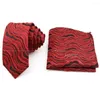 Bow Ties Luxury Black Red Men's Pocket Squared Handkerchief Tie Set Paisley Stripe Hanky For Business Wedding Party Shirt Accessory Gifts