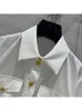 Kadın Tişörtleri 2023 Kadın İlkbahar ve Yaz Klasik Konforlu Gençlik Vintage Lapel Çift Cepler Özel Pamuk Beyaz Gömlek