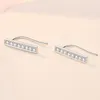 Stud Earrings Silver Color Tiny One Row Zircon For Women Girls Fashion Simple Design Beads Brincos Trend Jewelry