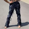 Yüksek Bel Kadın Sokak Giyim Kargo Pantolon Kravat boyalı şık y2k yıpranmış sıkıntılı yığılmış sıkı pantolon