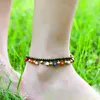 Anklets European and American Bohemian Style Simple Turquoise Bell Female Anklet Retro Wax Thread Hand-woven Beach Style High-end Anklet 230731
