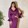 Vestuário Étnico Elegante Luxo Cetim Muçulmano Dubai Abaya Mulheres Vestido Longo Formal Vestido de Noite Islam Vestido Caftan Marocain Maxi Robe Médio