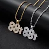Pendant Necklaces 2023 Iced Out Bling Letters 88 Up Necklace Gold Plated 5A Zircon Rectangle CZ Charm Men's Women Hip Hop Jewelry