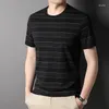 Мужские футболки Top Lummer Grade Tops Tops Городской дизайнерской рубашка Stripe Classic с коротким рукавом повседневная мода мужская одежда 2023