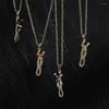 Anhänger Halsketten Mafisar Hohe Qualität Gold Farbe Kupfer Hochzeit Schmuck 2023 Mode Einzigartiges Design Frauen Männer Geben Sie mir eine Umarmung Halskette