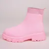 Boots Booties Woman Winter Net Red Sticke Stretch Chunky Heels Ankel Boots Comfort Pink Platform Slip-On Snow Boots Plus Size 43 230801