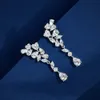 Stud Wong Rain Argento sterling 925 Pera Lab Zaffiro Diamanti ad alto tenore di carbonio Gemma Placcato oro 18 carati Orecchini pendenti a goccia Gioielleria raffinata 230731