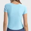 Camicie attive T-shirt da yoga a maniche corte T-shirt estiva da donna in tessuto a costine Slim Fit Gym Running Top Camicia da allenamento traspirante femminile Abbigliamento sportivo