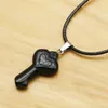 Подвесные ожерелья натуральная хрустальная агата 520 Love Key Obsidian Tiger Eye Stone кожаная веревка пара ожерелье Diy Charm Jewelry Wholesale 1pc