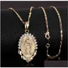 Pendant Necklaces Holy Virgin Mary Necklace Religion Dainty Golden Christian Cubic Zircon Women Collier Femme Jewelry G1206 Drop Del Dhqkx