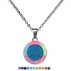 Chains Fashionable Temperature Sensitive Color Changing Night Glow And Peace Logo Pendant Necklace With Stainless Steel Chain