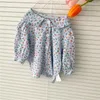 Clothing Sets Summer 2023 Baby Girls Cotton Clothes Infant Fashion Long Sleeve Floral Shirt Solid Color Lace Suspender Skirt 2