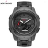 Wristwatches NORTH EDGE Mars 3 Men's Military Watch Digital Carbon Fiber Case For Man Waterproof 50M Sports Watches World Time LED