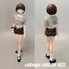 Action Toy Figures cdtoys cd035 1 12 Female Cute Lori Suit Short T shirt Denim Shorts Jeans Socks Leather Shoes Set for 6" Figure Body Model 230731