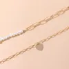 Pendant Necklaces Origin Summer Exquisite Pearl Love Heart Asymmetric Necklace For Women Fashion Chunky Curb Chain Jewelry