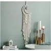 Elementi di novità Woven Moon Dream Catcher Rame Wall Hanging Tapestry Home Nursery Decor Handmade Dreamcatcher Ornament Beige Bohemian S Dhxpk